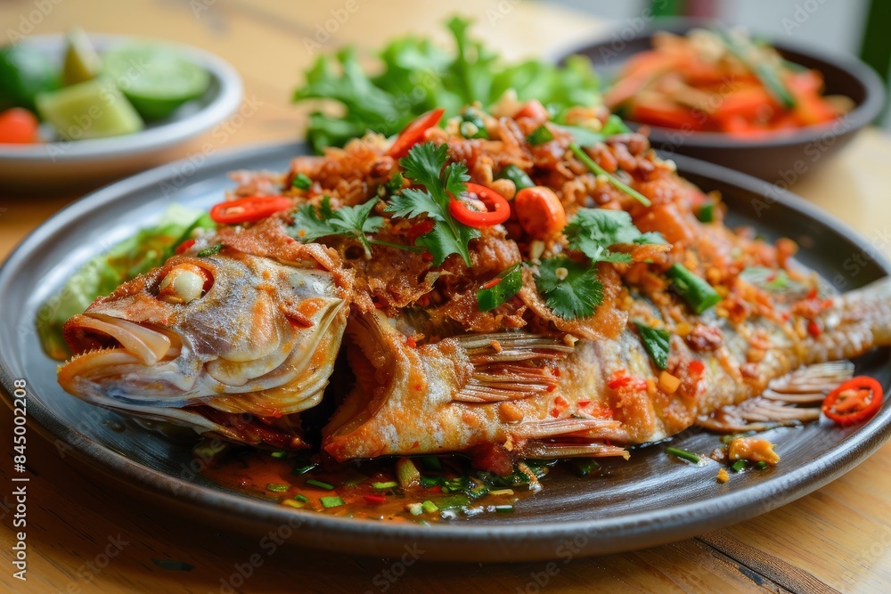 Deep Fried Fish with Thai Style - generative ai Deep Fried Fish with Thai Style - generative ai