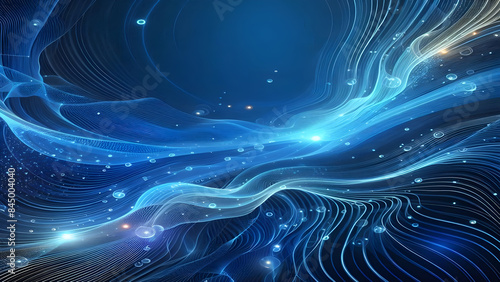 Wallpaper Mural Abstract background a blue wavy lines in a blue background Torontodigital.ca