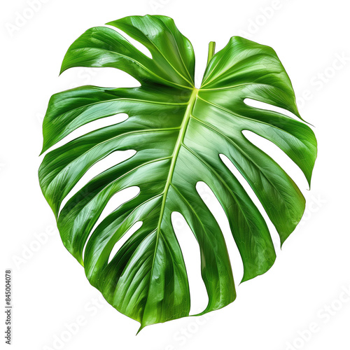 theme summer and isolated on a white background Green monstera leaf-PNG