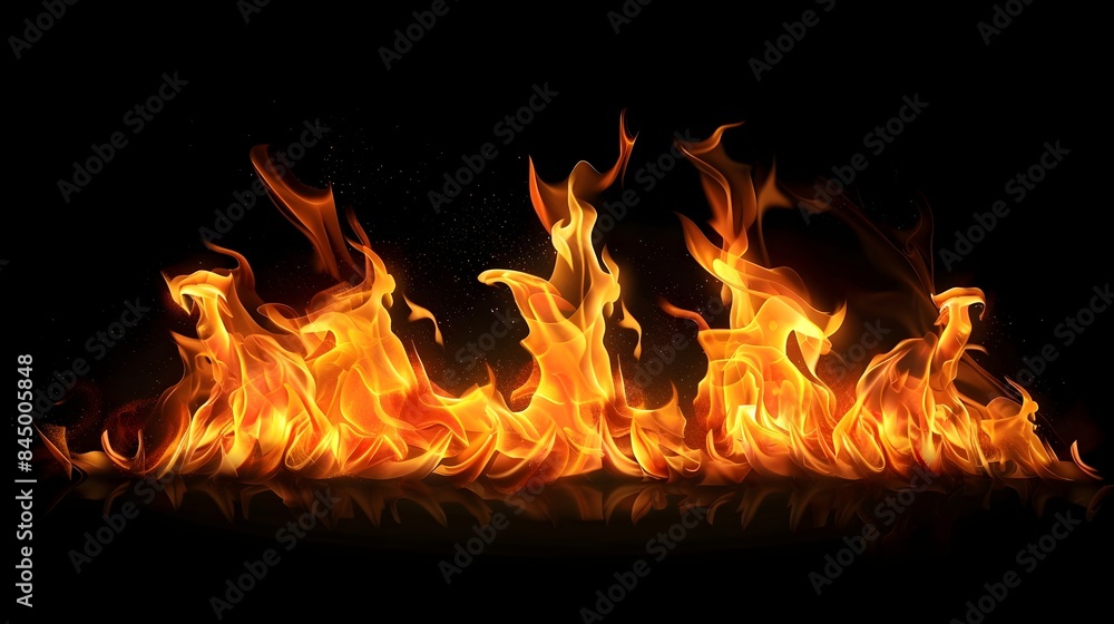 Fire and Flames Isolated On Black Background (Generative AI) Fire and Flames Isolated On Black Background (Generative AI)