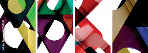 Abstract background set, showcasing a dynamic interplay of triangles. Fusion of modern design and geometric allure