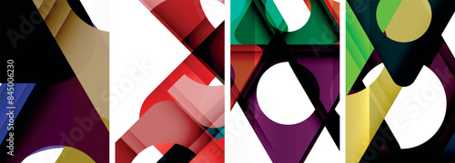 Abstract background set, showcasing a dynamic interplay of triangles. Fusion of modern design and geometric allure