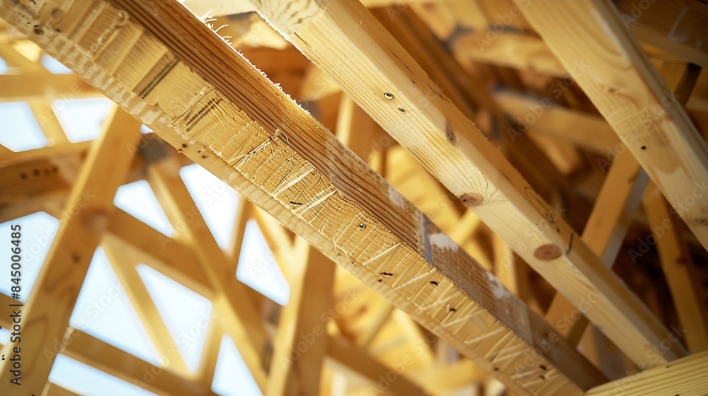In course of remodeling house construction improvement framing beams wooden trusses were installed in an unfinished area : Generative AI In course of remodeling house construction improvement framing beams wooden trusses were installed in an unfinished area : Generative AI