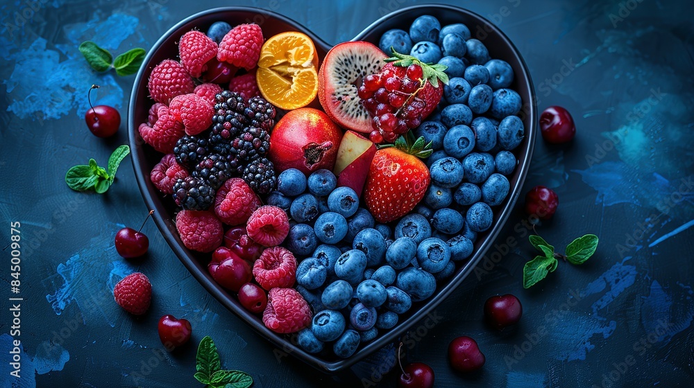 Fuel for the Heart: Vibrant Image Featuring a Heart-Shaped Bowl of Wholesome Foods Fuel for the Heart: Vibrant Image Featuring a Heart-Shaped Bowl of Wholesome Foods
