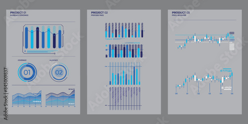 Project elements commercial charts. Modern visual vector illustration.
