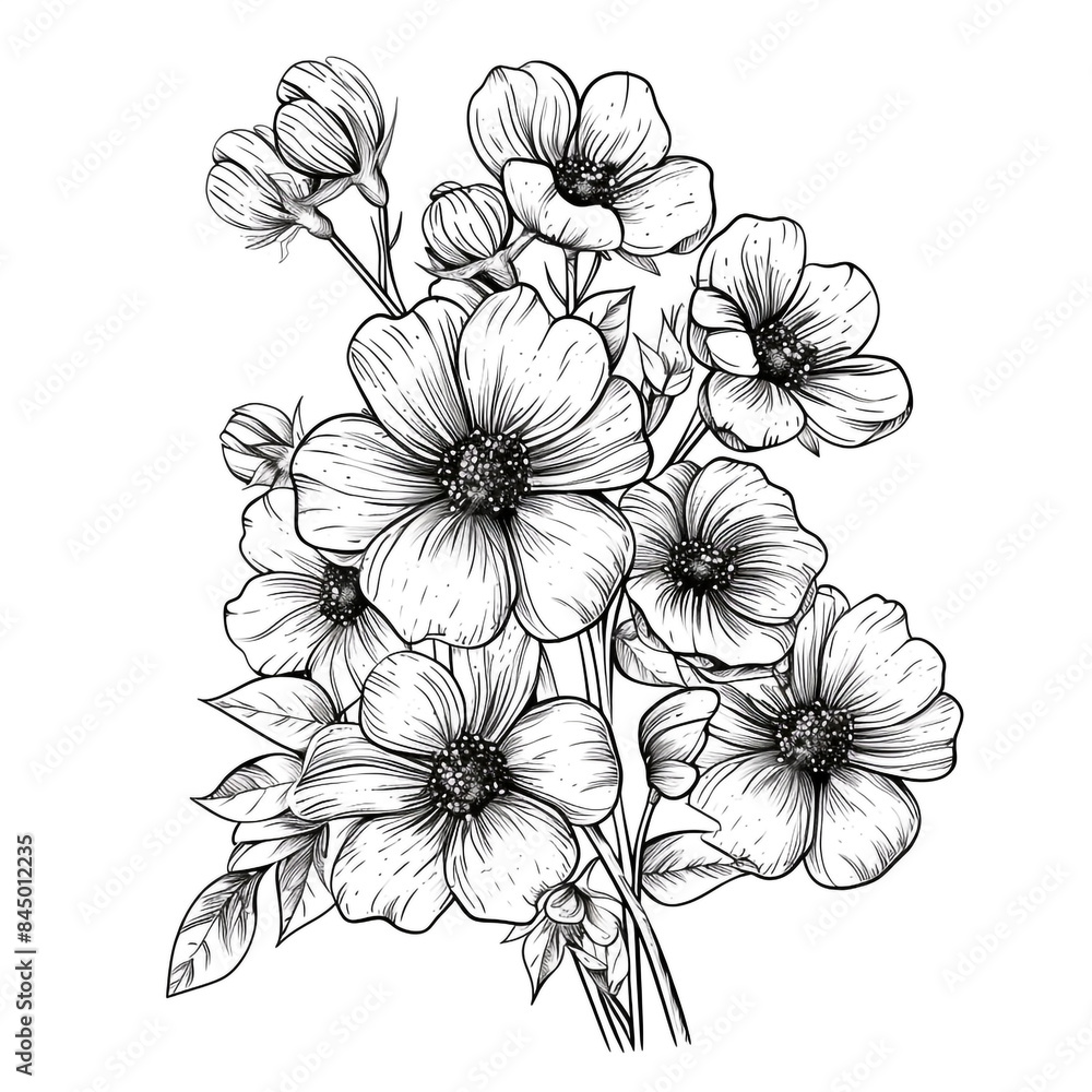 Hand drawn simple flower design on white background Hand drawn simple flower design on white background