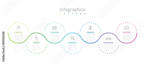 Infographic 7 options design elements for your business data. Vector Illustration.