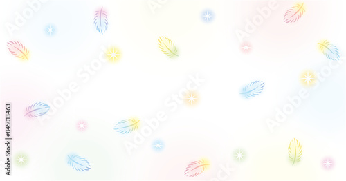 虹色ふわふわ羽根　背景　イラスト③