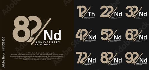 anniversary logo style vector set with slash brown and white color can be use for celebration © AMALIYA