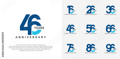anniversary logotype vector set with blue color for special celebration day