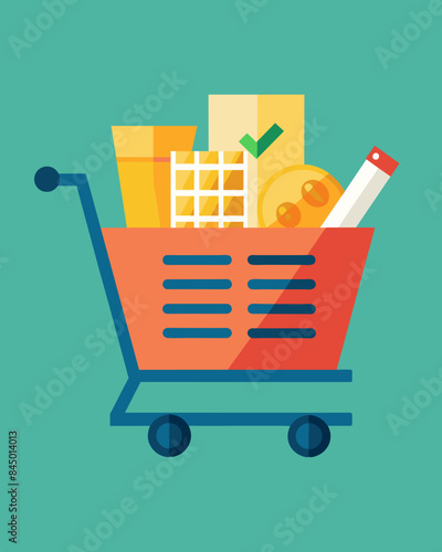 Despite the long list of needed items the shopping cart remains empty a reminder of the sacrifices that must be made due to high prices.. Vector illustration
