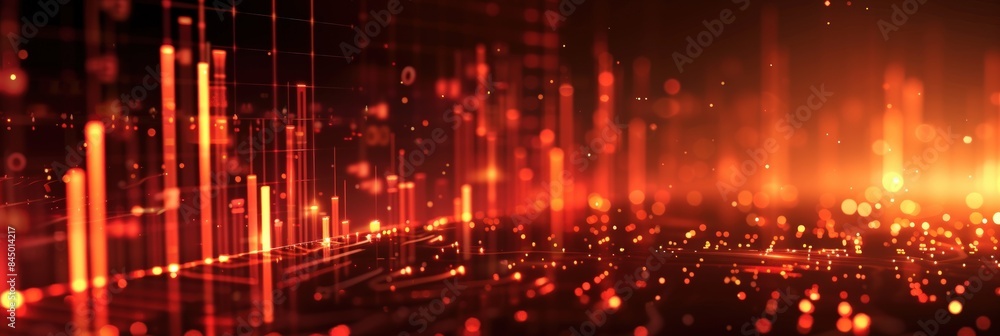 Red stock market background with financial chart