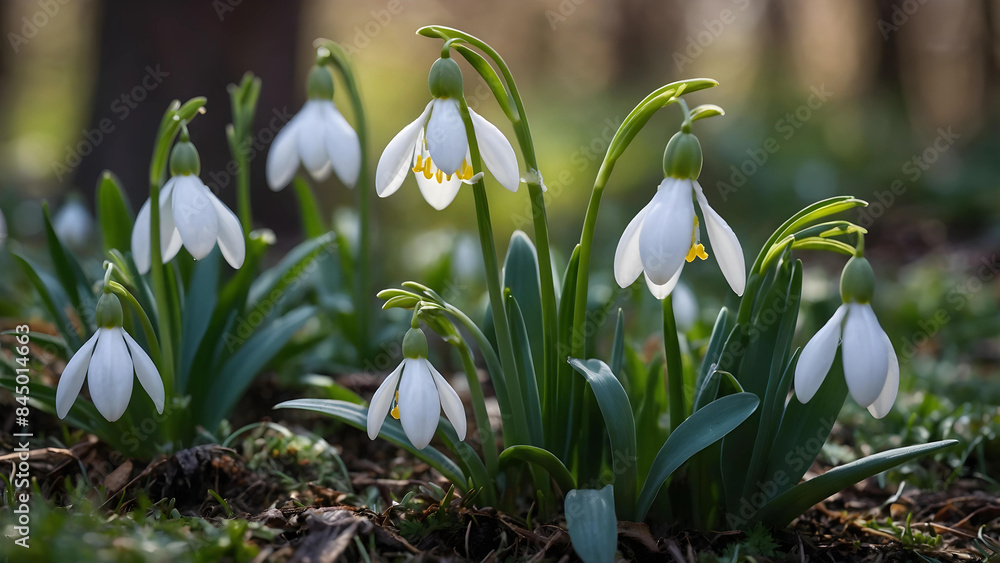 Fototapeta premium Beautiful Snowdrops in the Sunlight