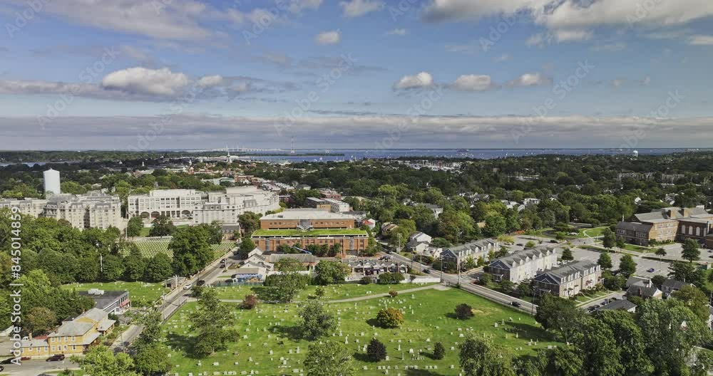 Annapolis Maryland Aerial v1 flyover St. Mary Cemetery along Spa Rd capturing residential houses, commercial complex, town center and Severn river views - Shot with Mavic 3 Pro Cine - September 2023 Annapolis Maryland Aerial v1 flyover St. Mary Cemetery along Spa Rd capturing residential houses, commercial complex, town center and Severn river views - Shot with Mavic 3 Pro Cine - September 2023