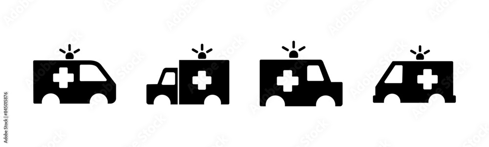 Obraz premium Ambulance icon set. ambulance truck icon vector. ambulance car