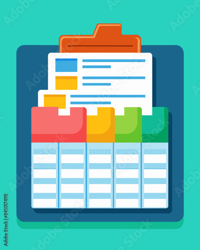 An organized budget spreadsheet with multiple tabs for different budgets such as personal household and business.. Vector illustration