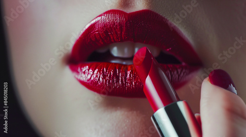 High Fashion - Close up of a woman's lips with perfect lipstick 