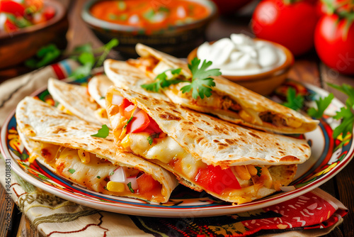 Fajitas sizzling on a hot skillet, with peppers and onions