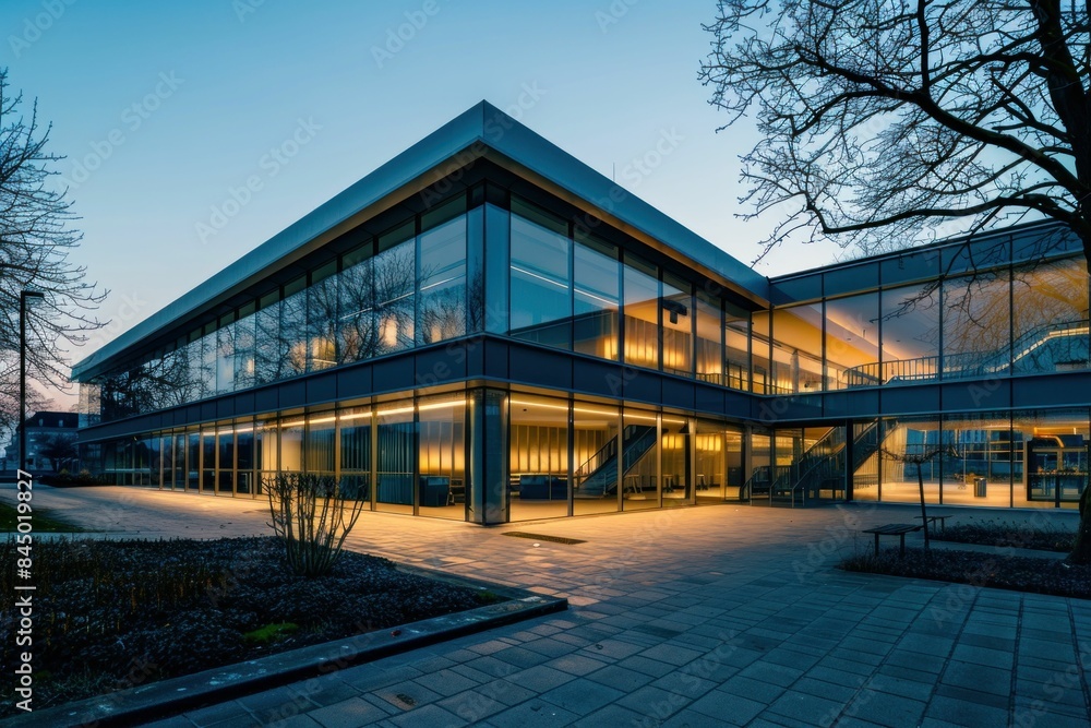 Modern Glass Building with Walkway A Contemporary Architectural Marvel in the Heart of the City Modern Glass Building with Walkway A Contemporary Architectural Marvel in the Heart of the City