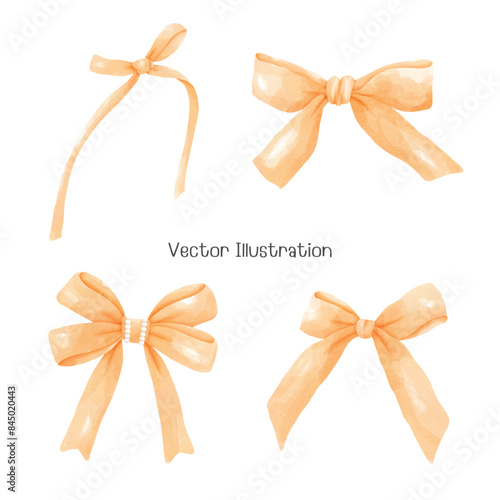 Watercolor Orang Ribbon,Vector Illustration