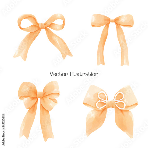 Watercolor Orang Ribbon,Vector Illustration