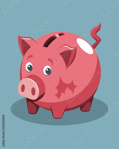 The once vibrant piggy bank with a e little tail now lays demolished a reminder of the harsh reality of adulthood.. Vector illustration