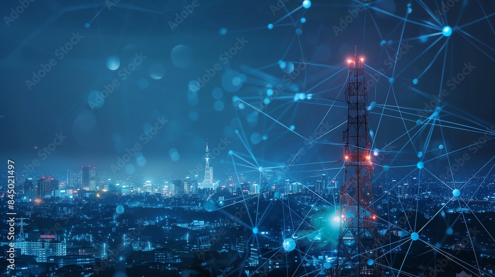 Fototapeta premium AI and ML Revolutionizing Antenna Pole Management: Monitoring, Predictive Maintenance, and Optimization