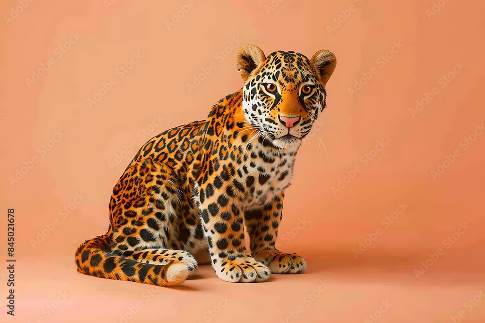Fototapeta premium leopard isolated on color background