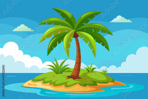 tropical island and coconut tree.