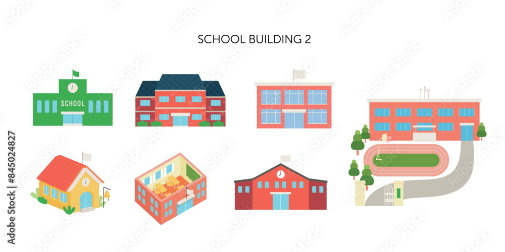 school building. The design of different views. simple vector illustration. school building. The design of different views. simple vector illustration.