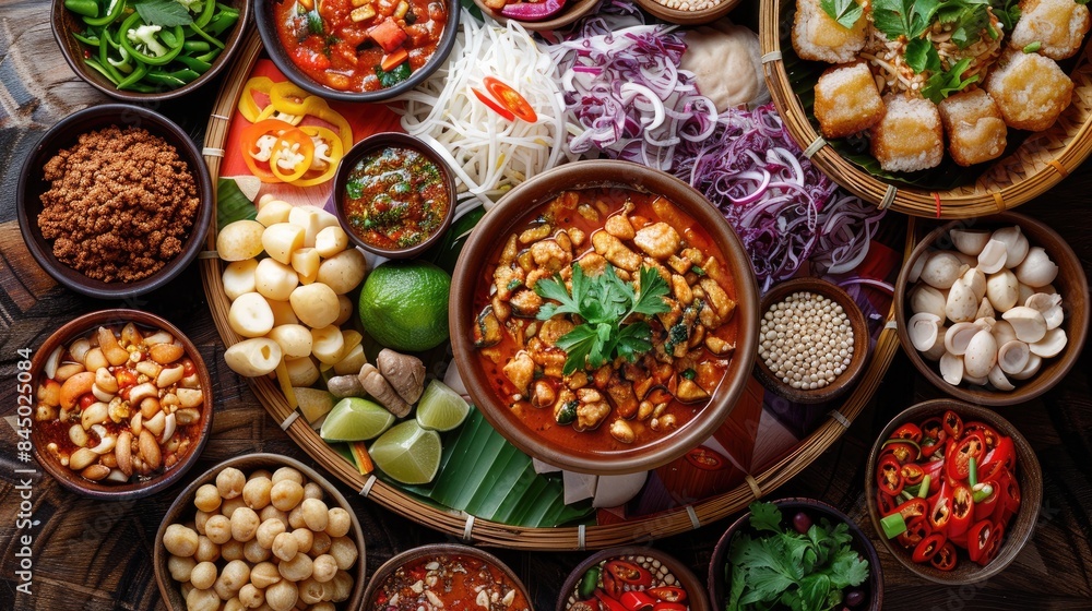 Isaan Food Palette Isaan food on a palette, showcasing a colorful culinary masterpiece Isaan Food Palette Isaan food on a palette, showcasing a colorful culinary masterpiece