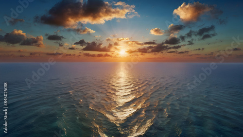 A magnificent sunset over an ocean © Neyro