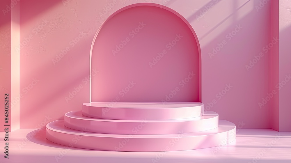 Pink Podium A 3D rendering of a pink podium with steps, perfect for showcasing products Pink Podium A 3D rendering of a pink podium with steps, perfect for showcasing products