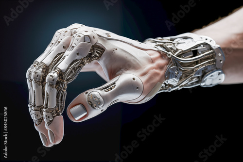 Future tech - advancements in prosthetics a human hand with android parts. 