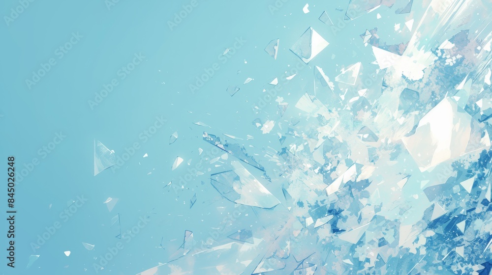 Shattered Glass Abstract on a Blue Background Shattered Glass Abstract on a Blue Background