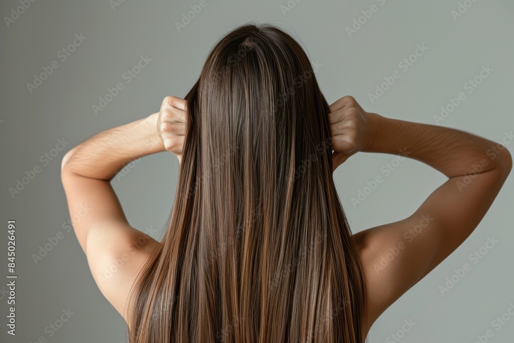 Rear shot of woman showing long black hair Rear shot of woman showing long black hair