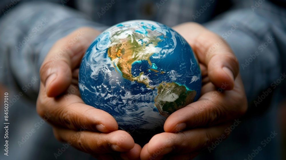 Human Hands Holding a Small Globe Human Hands Holding a Small Globe