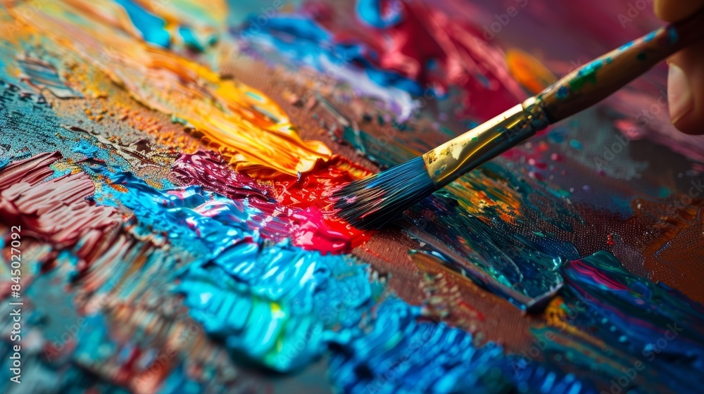 Fototapeta premium Vibrant Painting in Progress