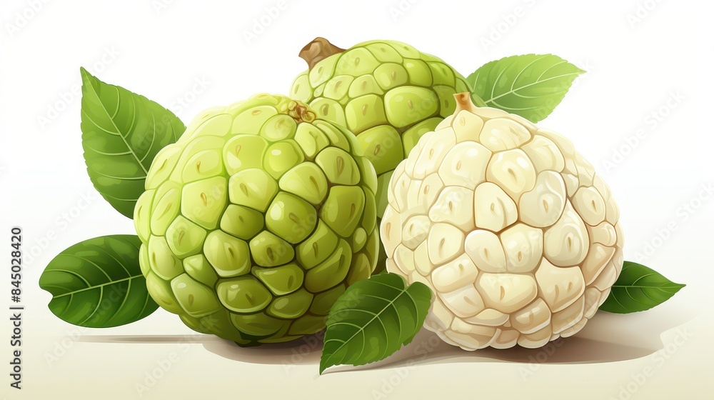 Fototapeta premium Custard apple clipart, isolated on white background