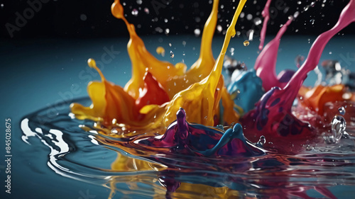 Isolated splash of colorful inks