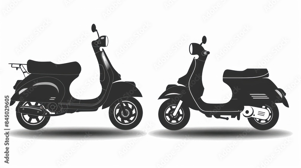 Obraz premium Two black scooters side by side