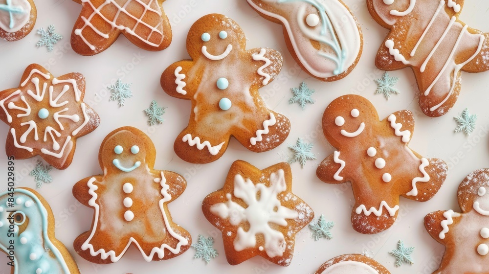Gingerbread cookies painted with watercolors Gingerbread cookies painted with watercolors