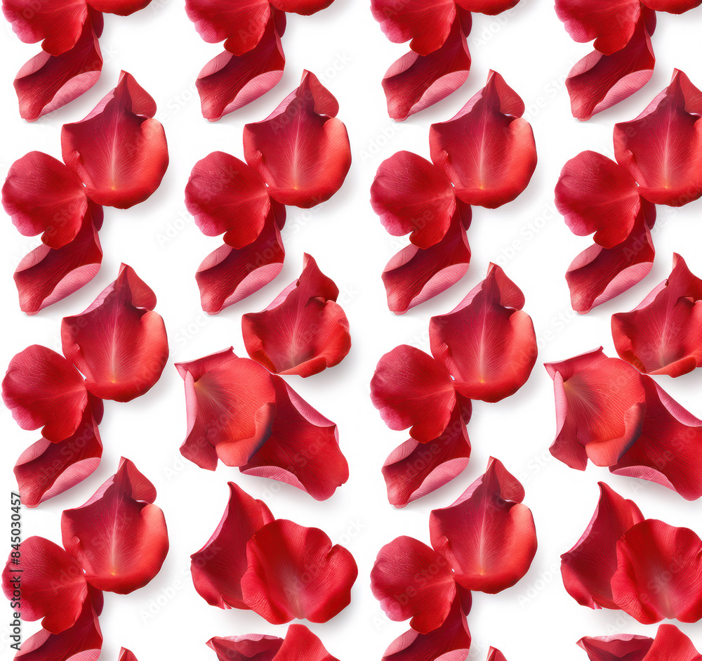 A seamless pattern of red rose petals on a white background A seamless pattern of red rose petals on a white background