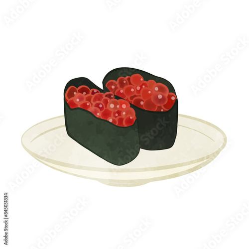 Cute 2 pieces of sushi salmon roe