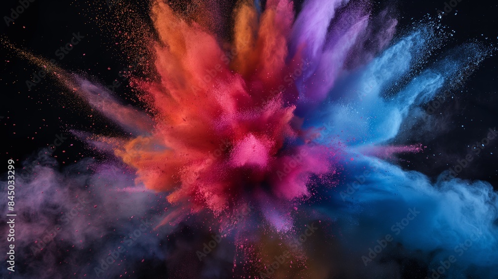 Colorful powder burst on a black background. Colorful powder burst on a black background.