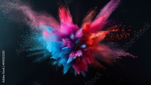 Colorful powder burst on a black background.