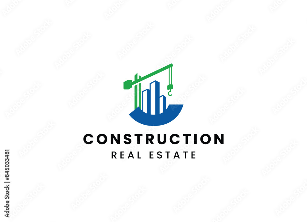 Building Construction Logo Template. Crane Concept Isolated Logo Vector Building Construction Logo Template. Crane Concept Isolated Logo Vector