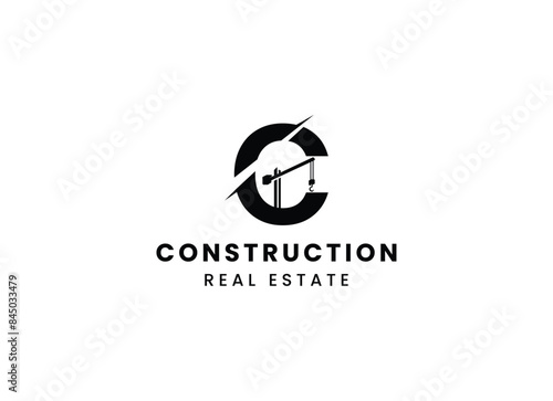Building Construction Logo Template. Crane Concept Isolated Logo Vector