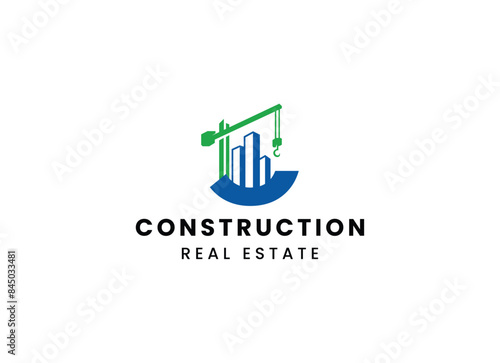 Building Construction Logo Template. Crane Concept Isolated Logo Vector