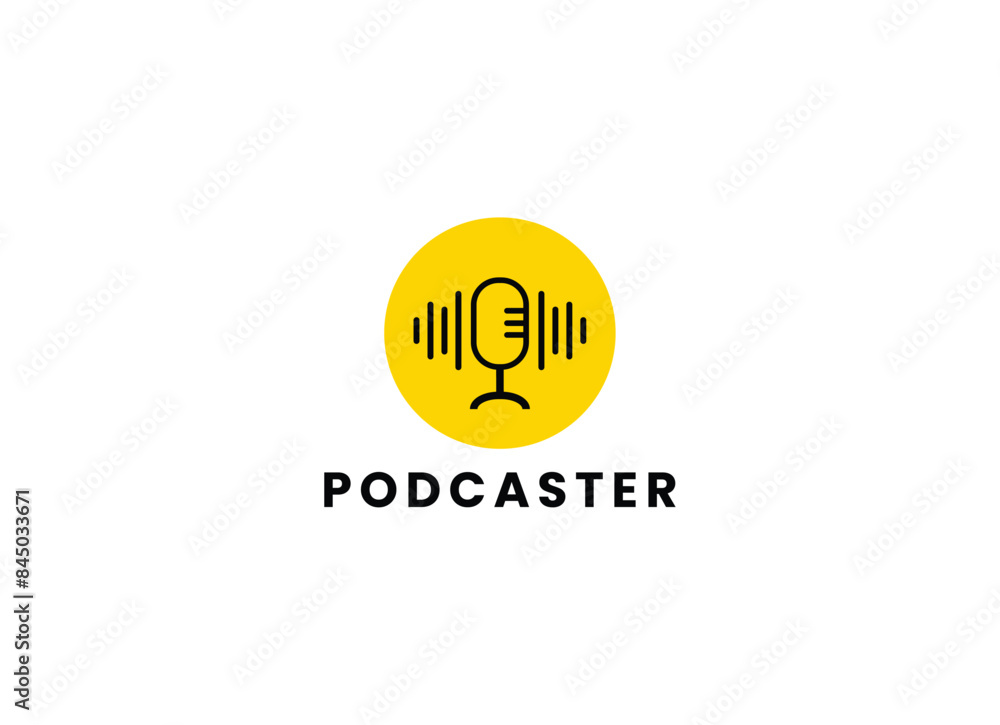 Podcast chat logo template with line art style Podcast chat logo template with line art style